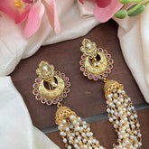 Antique Jada Billai with Pearl Maatil-Bun Billai-Red-G13059